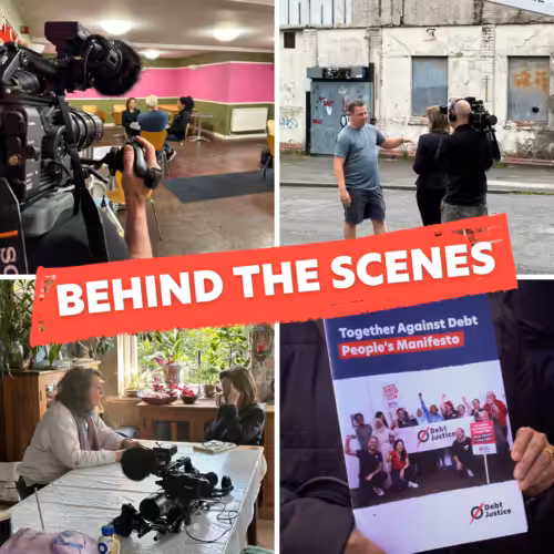 Selection of photos which feature TAD members being interviewed by the Channel 4 documentary team